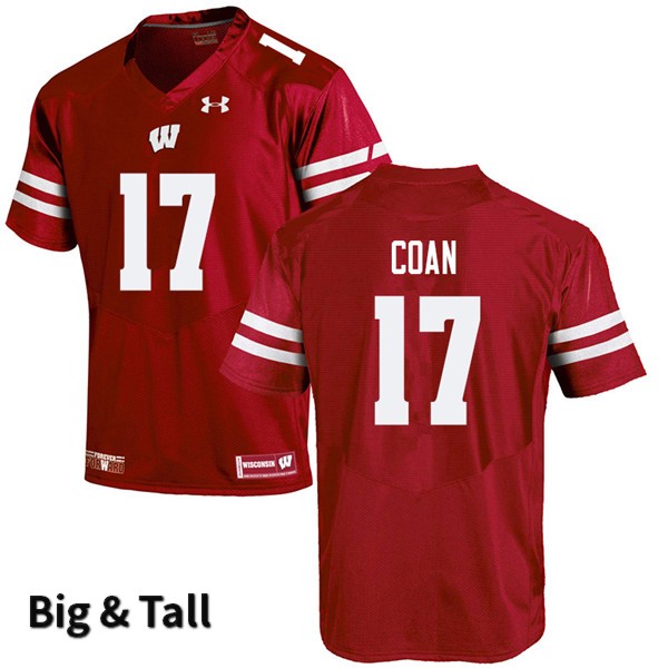 Wisconsin Badgers Men's #17 Jack Coan NCAA Under Armour Authentic Red Big & Tall College Stitched Football Jersey NH40Y22ZQ